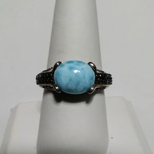 Larimar and Blue Diamond Ring